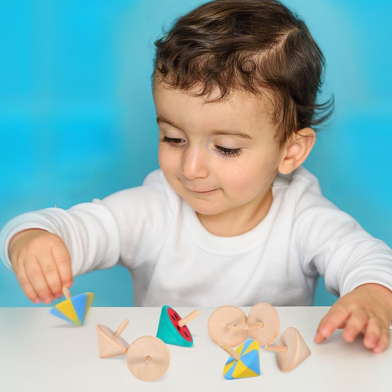 NUOBESTY 12Pcs Wooden Spinning Top Unfinished Craft Wood Gyroscopes for Kids Children DIY Toys Party Favors - Image 3